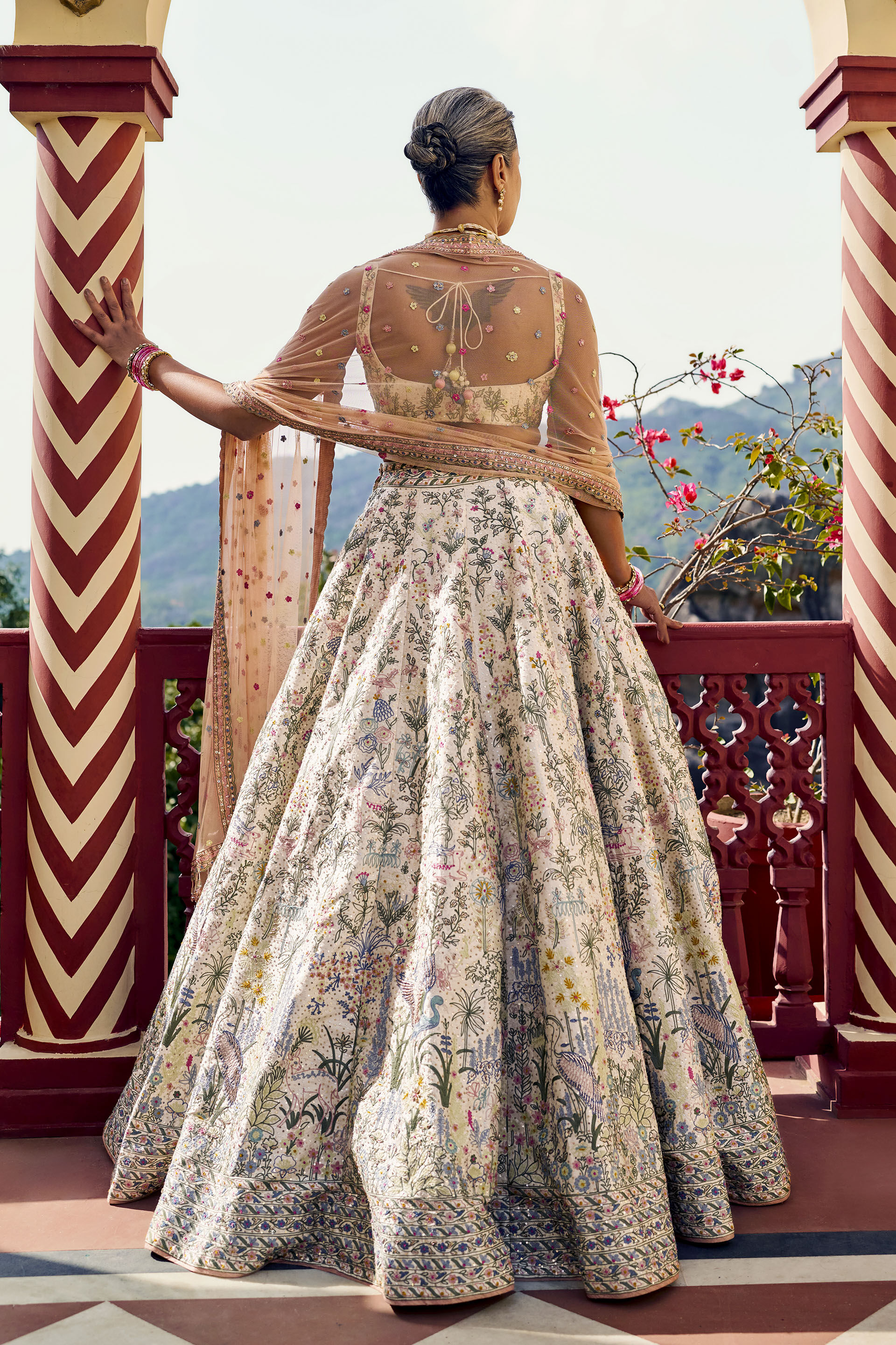 Luminous Embroidered Zardozi Silk Lehenga Set - ​Ivory, Ivory, image 2