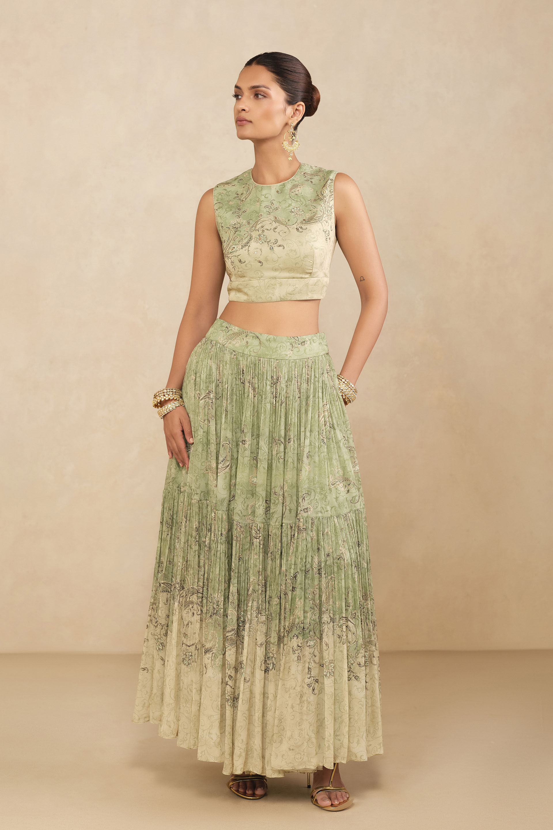 Riham Bemberg Skirt Set - Sage