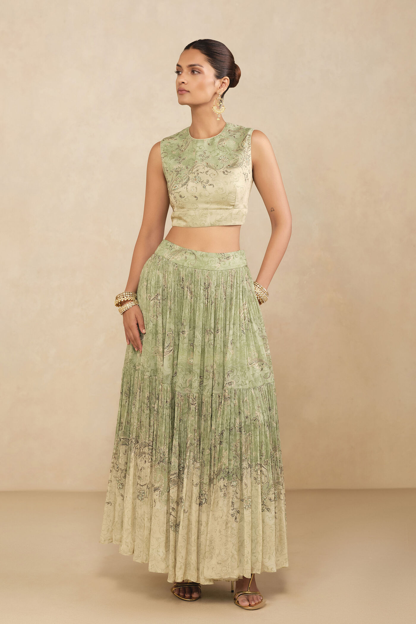 Riham Bemberg Skirt Set - Sage