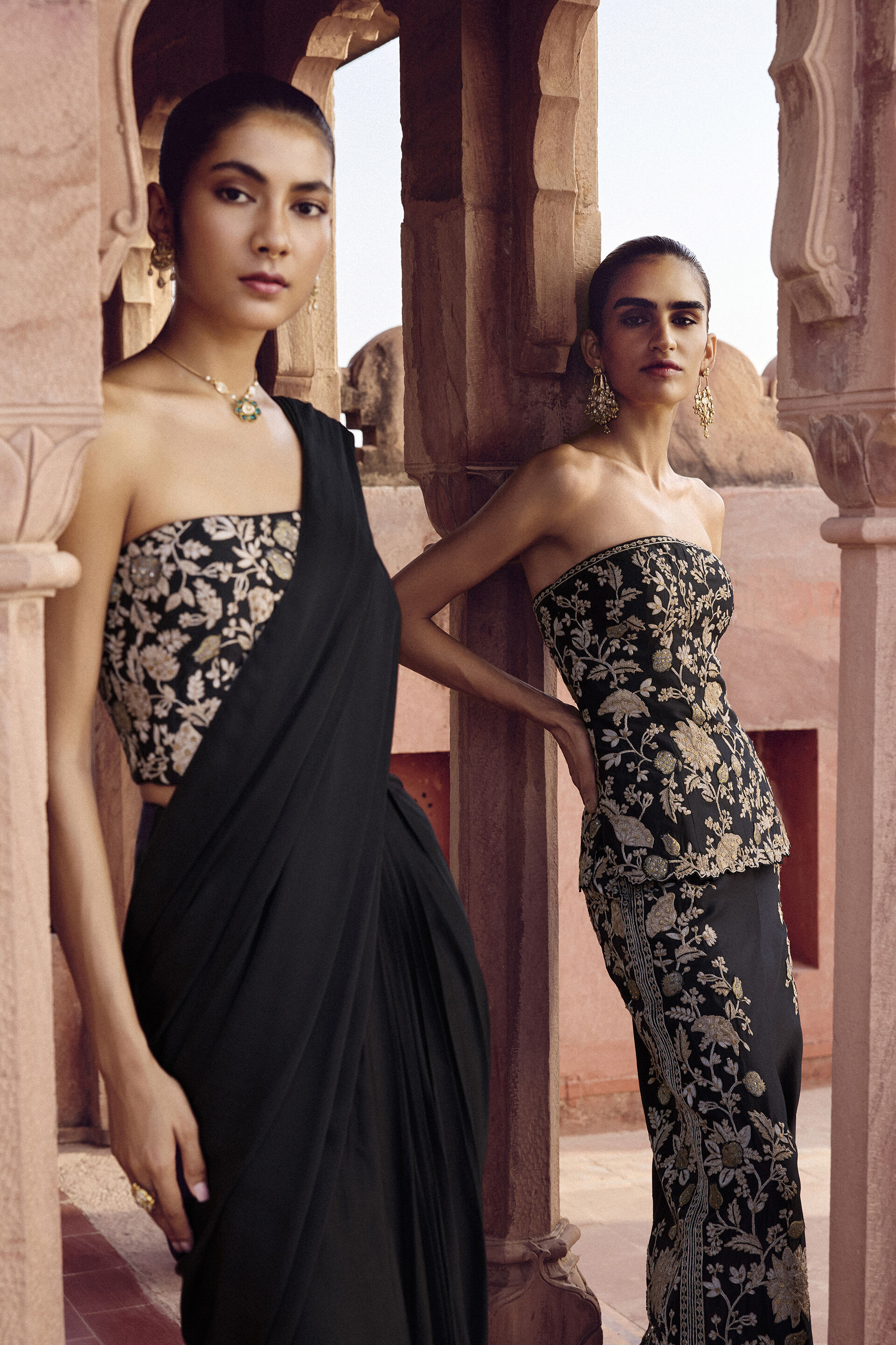 Samara Embroidered Silk Pre-draped Saree - Black, Black, image 8