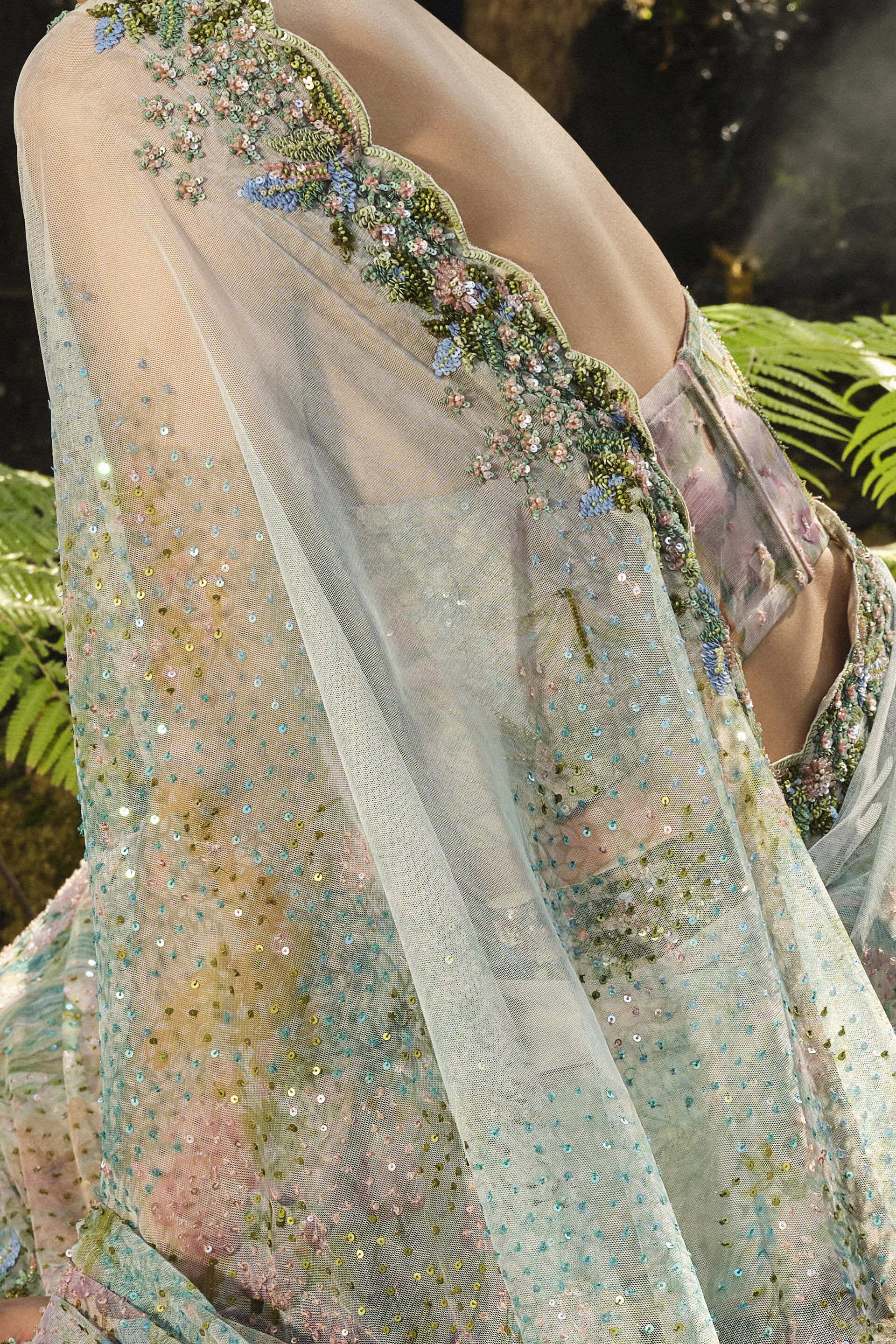 Levana Sequin Saree - Powder Blue, Multi Color, image 4