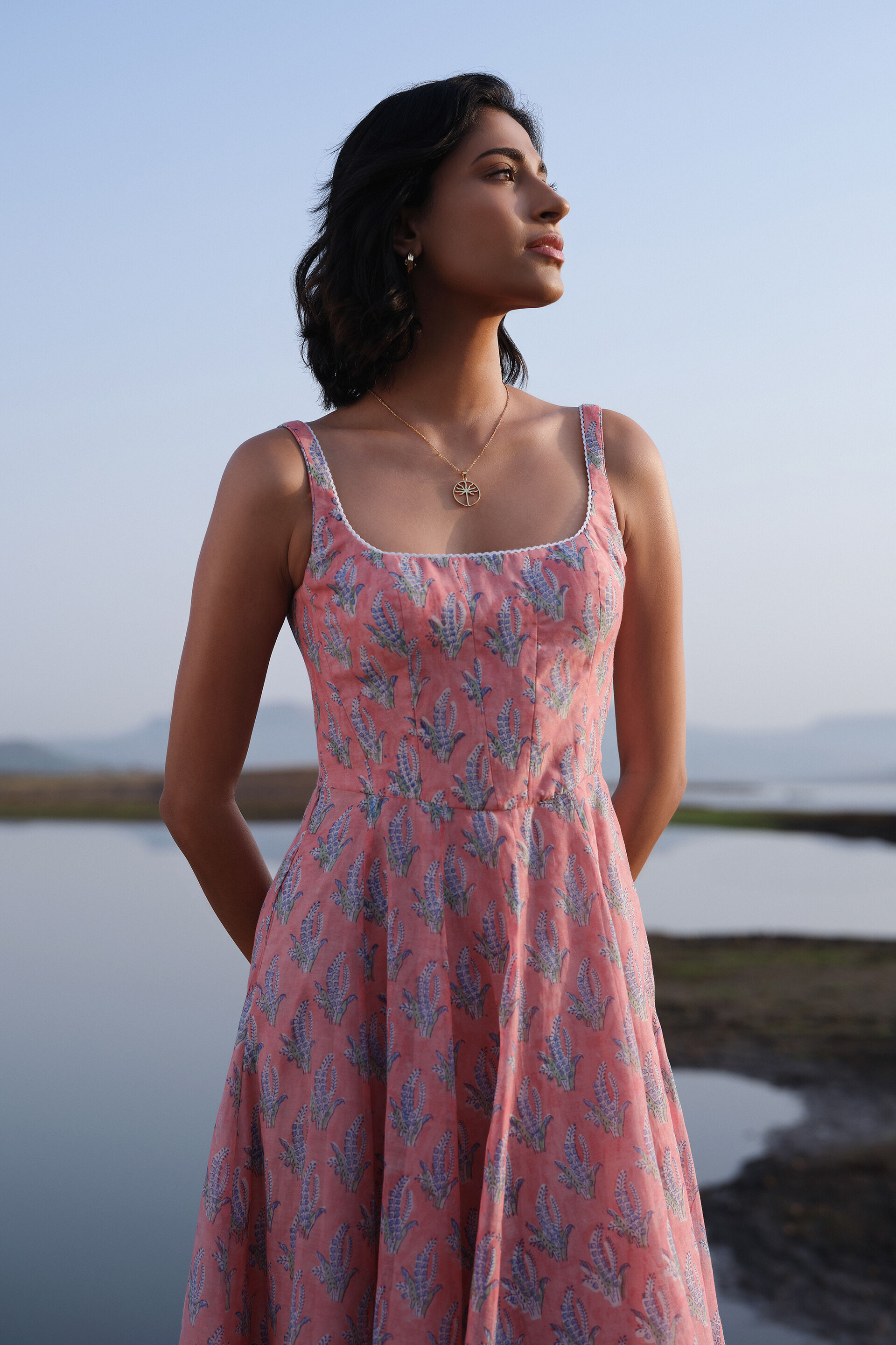 Seara Hand-block Printed Mul Dress - Pink, Pink, image 8