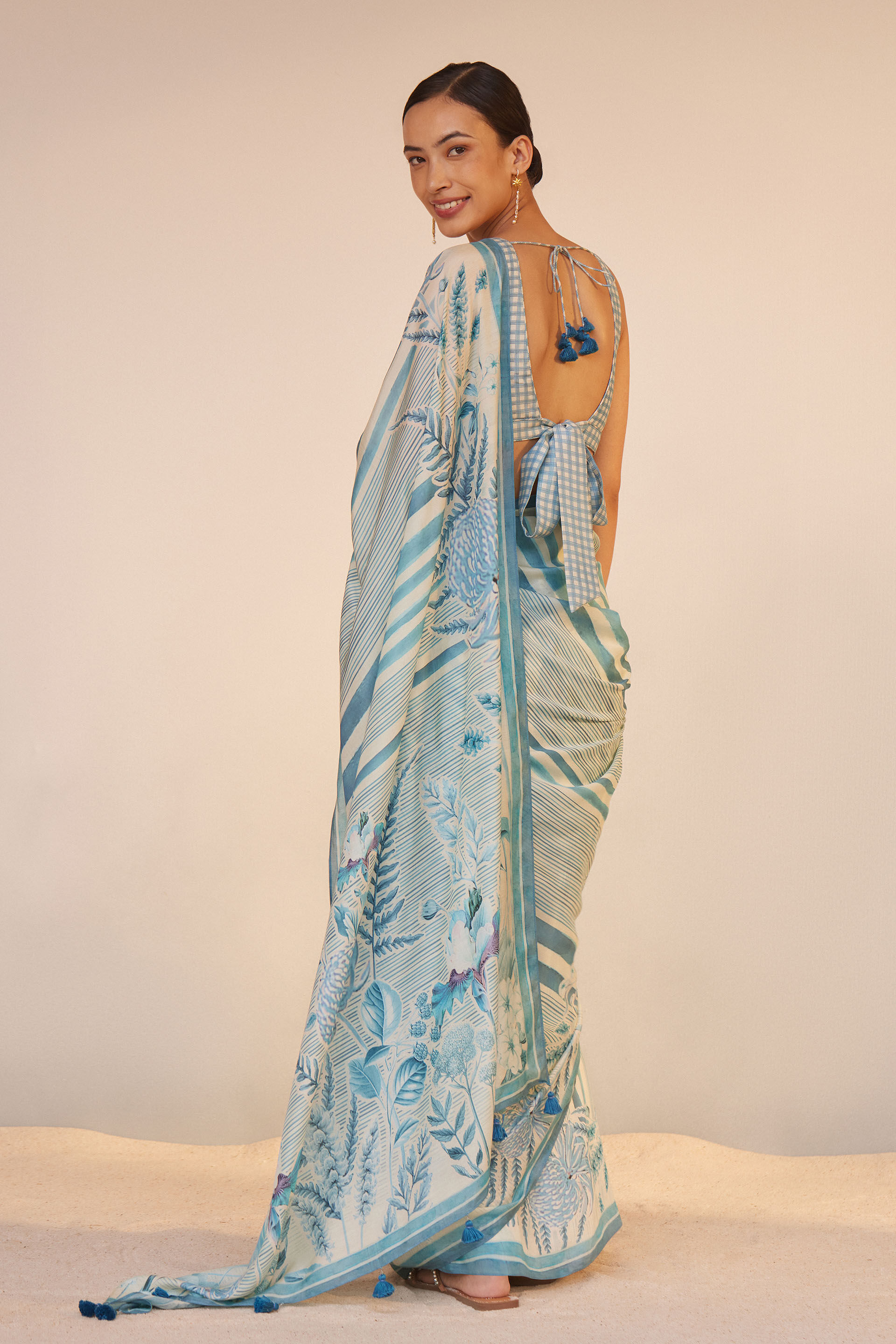 Neela Saree Set - Blue, Blue, image 3