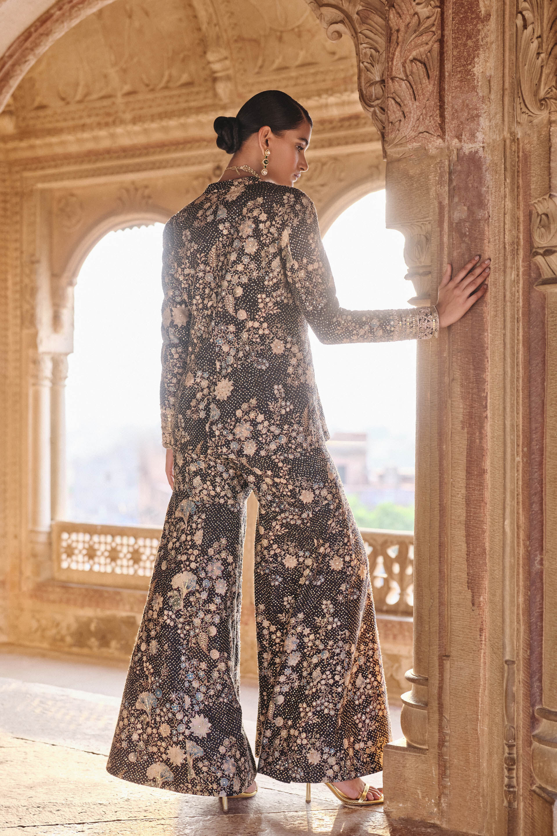 Izar Sequin Jacket Set Black