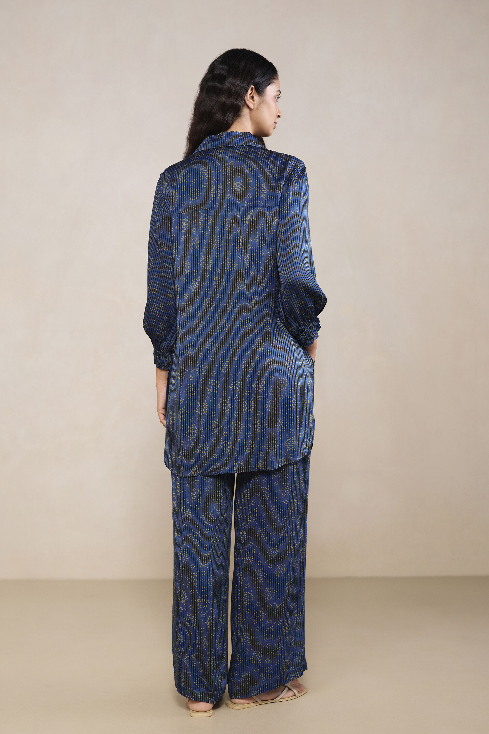 Moda Ajrakh Hand-block Printed Co-ord in Blue, Blue, image 2