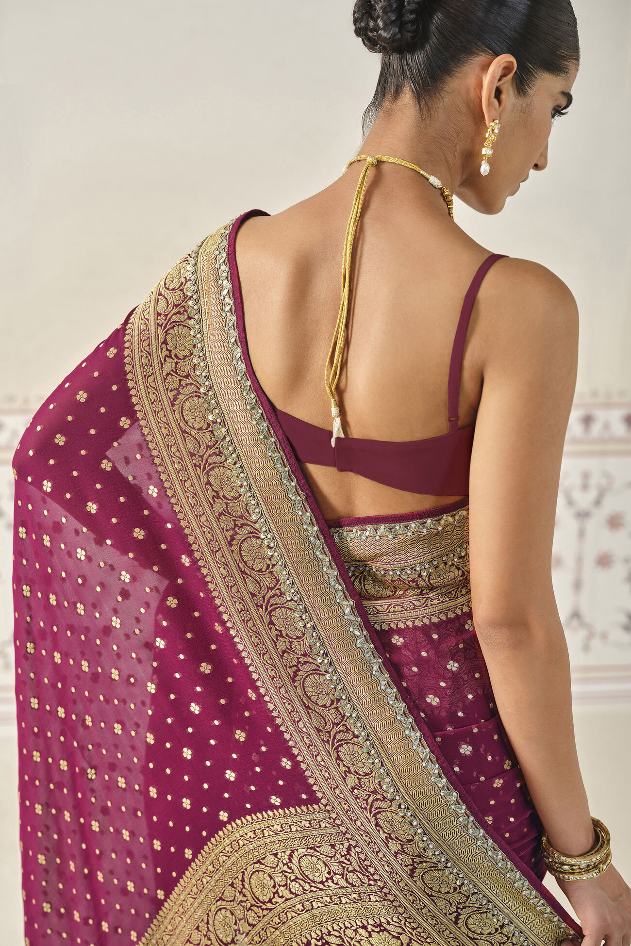 Upadhriti Handwoven Benarasi Silk Saree - Maroon, Maroon, image 6