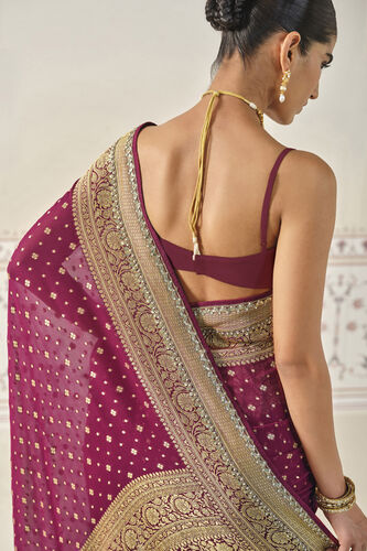 Upadhriti Handwoven Benarasi Silk Saree - Maroon, Maroon, image 6