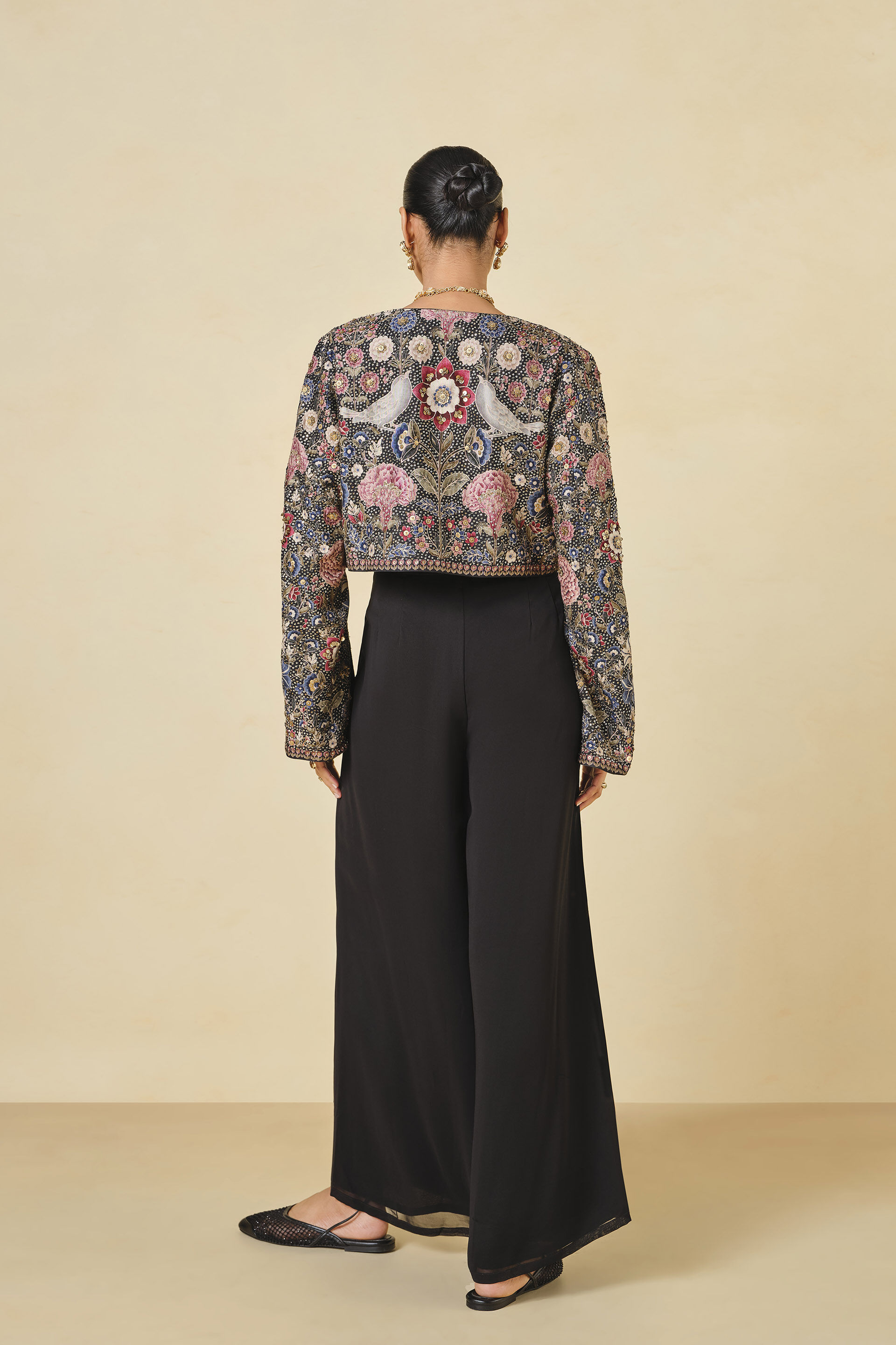 Life Of The Nightforest Sequin Palazzo Set Black