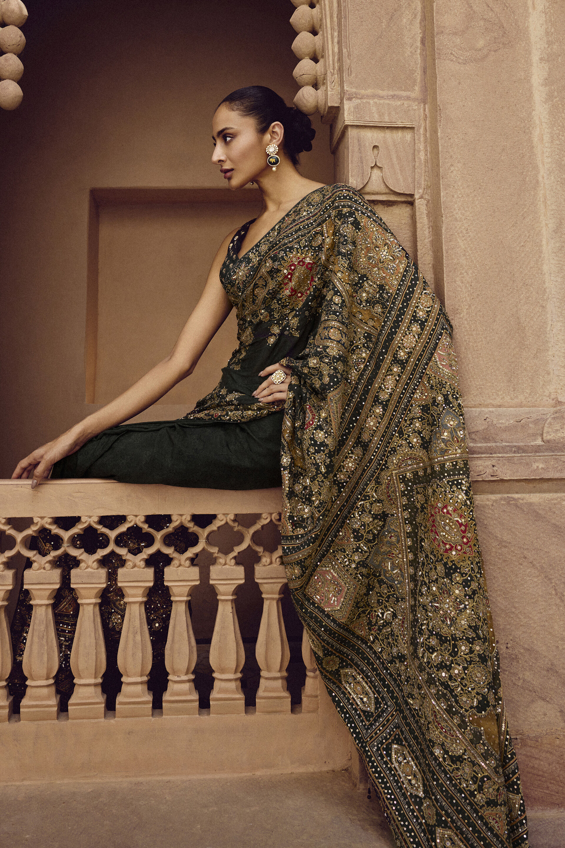 Rishama Silk Saree - Green, Green, image 4