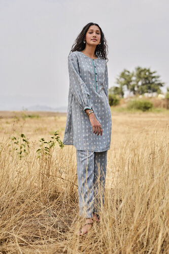 Inland Hand-block Printed Linen Coord - Blue, Blue, image 4