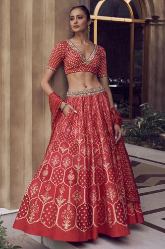 Mehvish Lehenga, Red, image 1