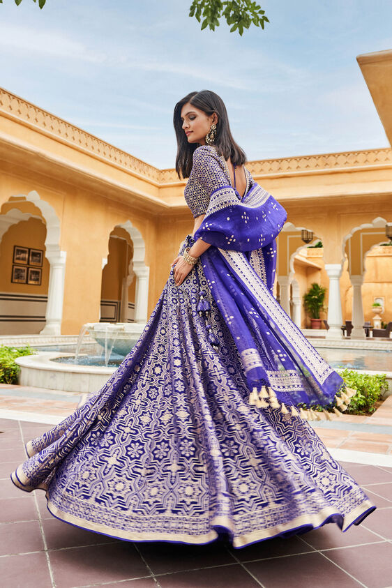 Aniq Lehenga Set, Blue, image 3