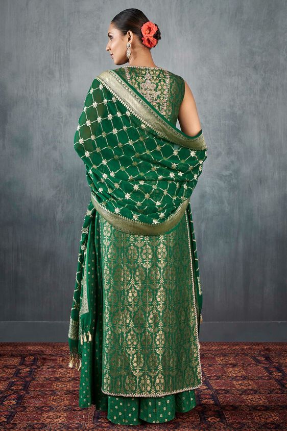 3 - Vaishi Sharara Set - Emerald Green, image 3