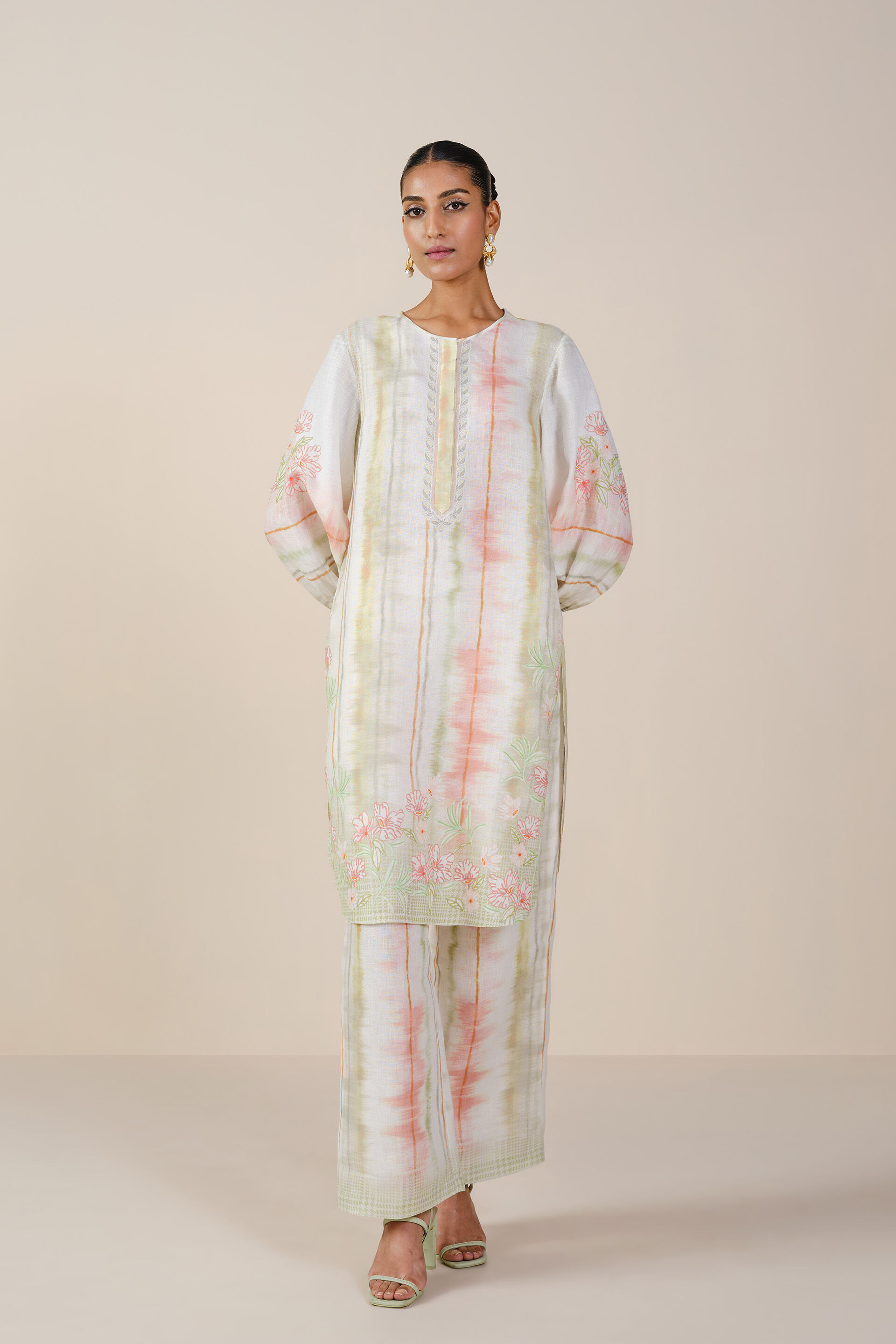 Savan Printed Hemp Kurta Set - Natural