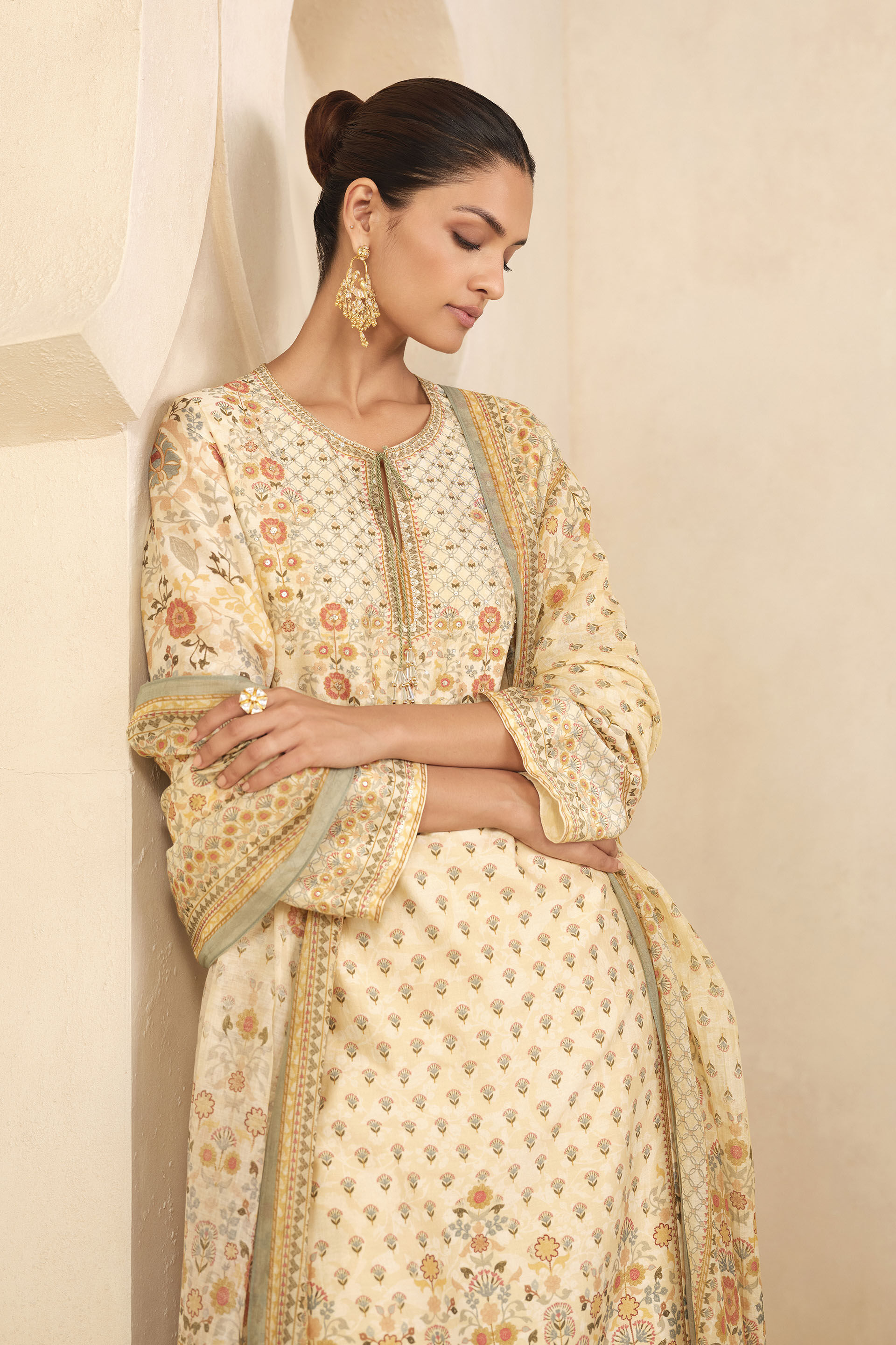 Misbah Kurta Set - Yellow, Yellow, image 4