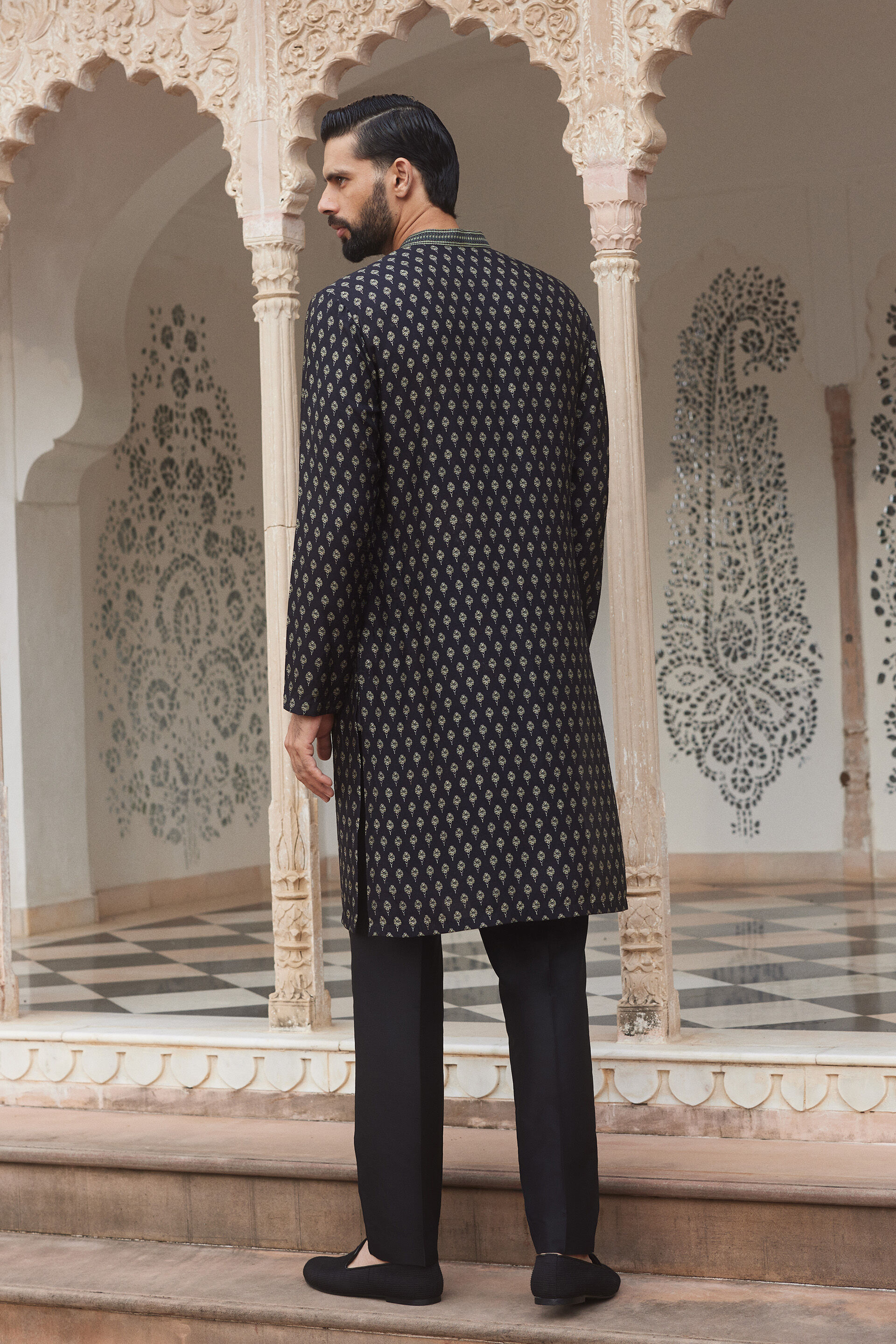 Samer Silk Kurta - Black