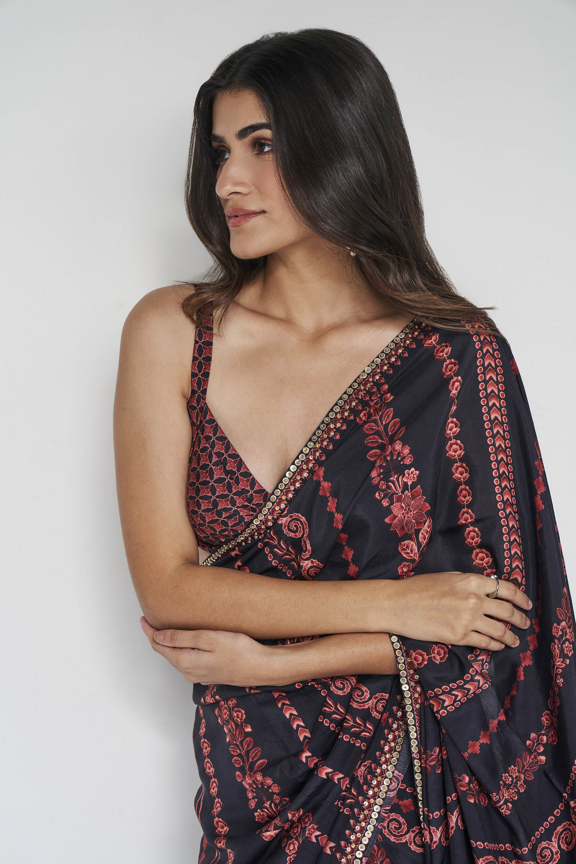 Roseline Saree - Black, Black, image 6