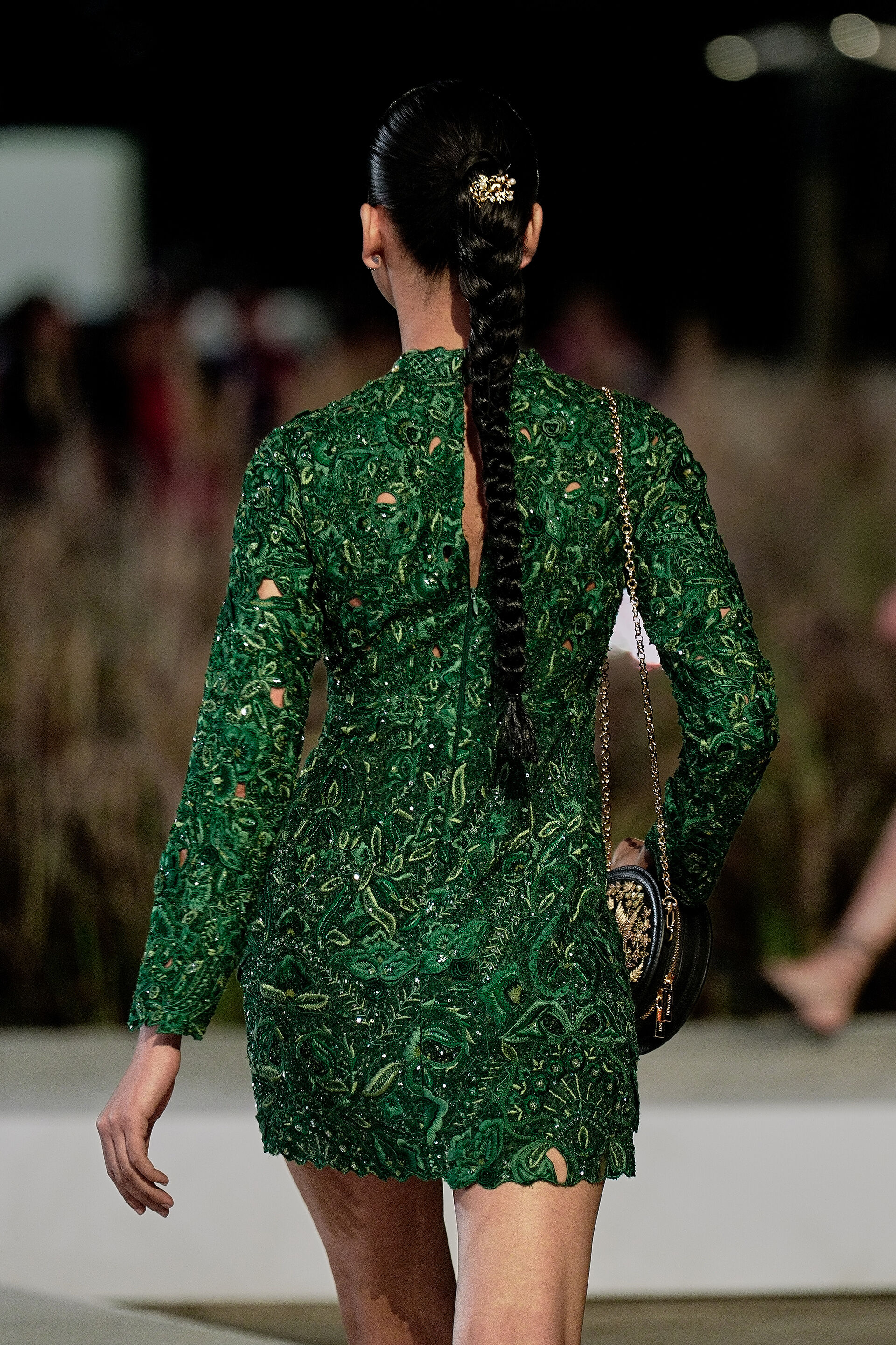 Rainfern Embroidered Applique Silk Mini - Green