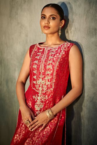 4 - Vaishi Sharara Set - Red, image 4