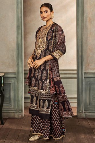 2 - Tarita Ajrakh Sharara Set – Black, image 2