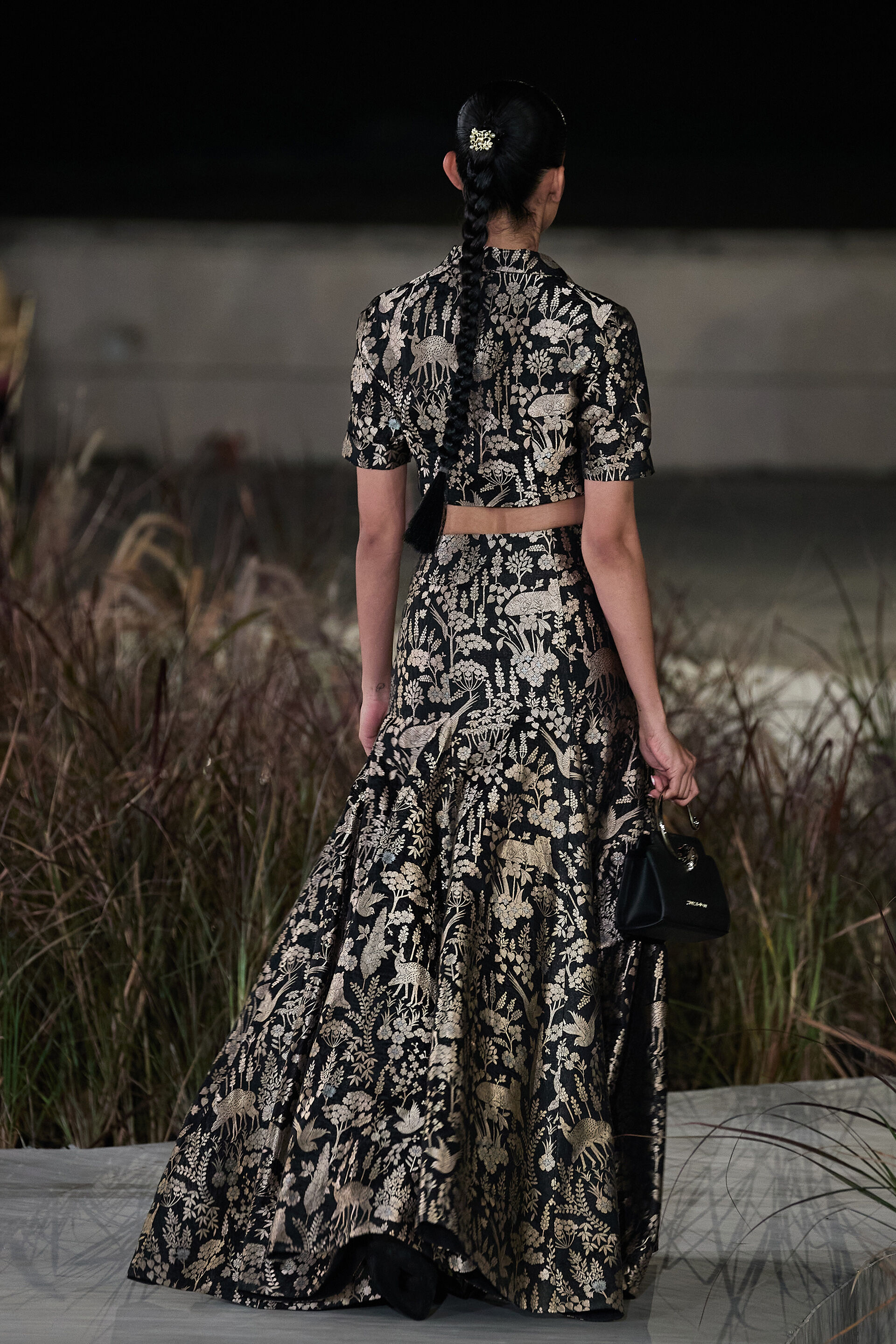 Masara Handwoven Benarasi Silk Skirt Set - Gold