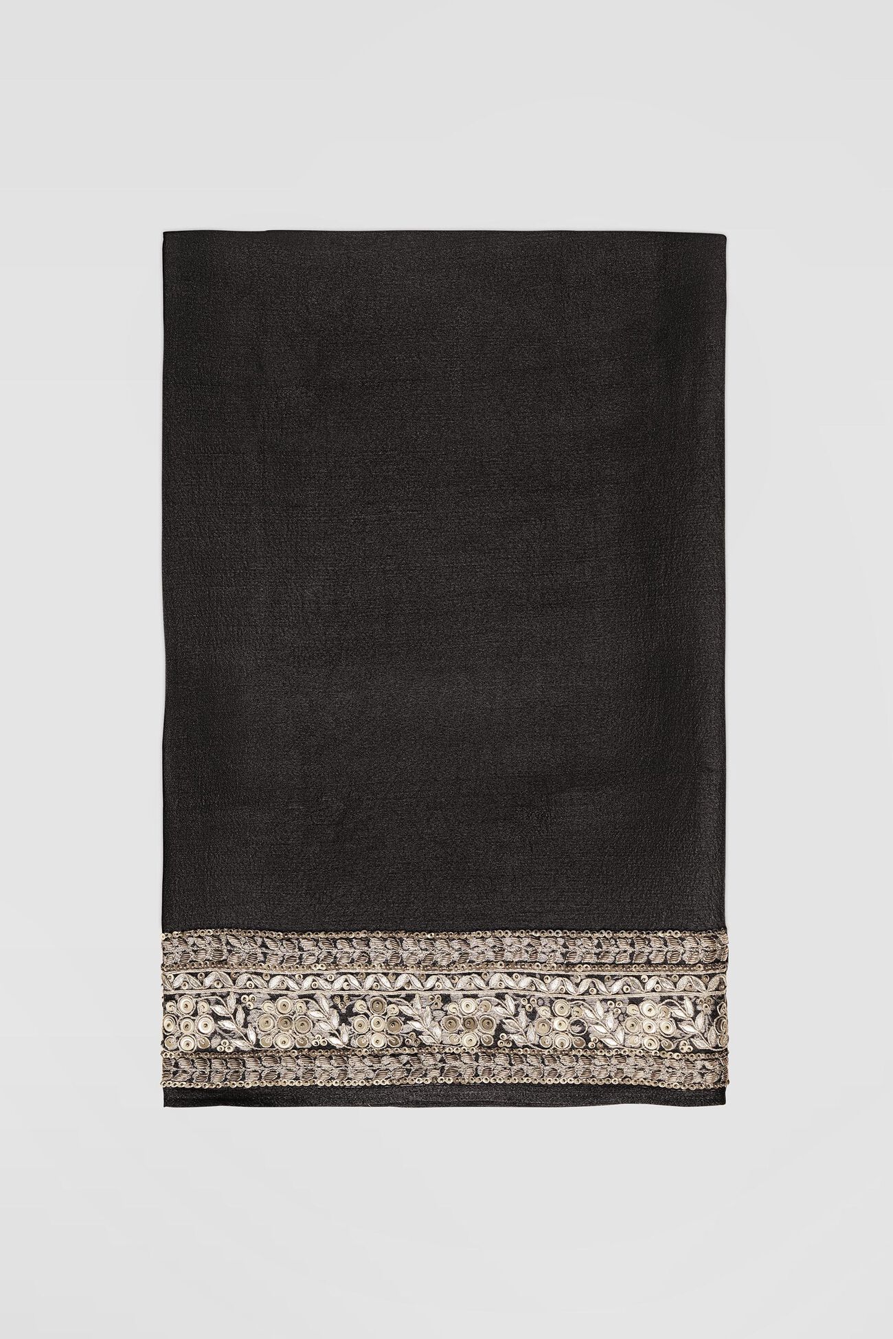 Gleaming Forest Benarasi Silk Embroidered Saree, Black, image 7