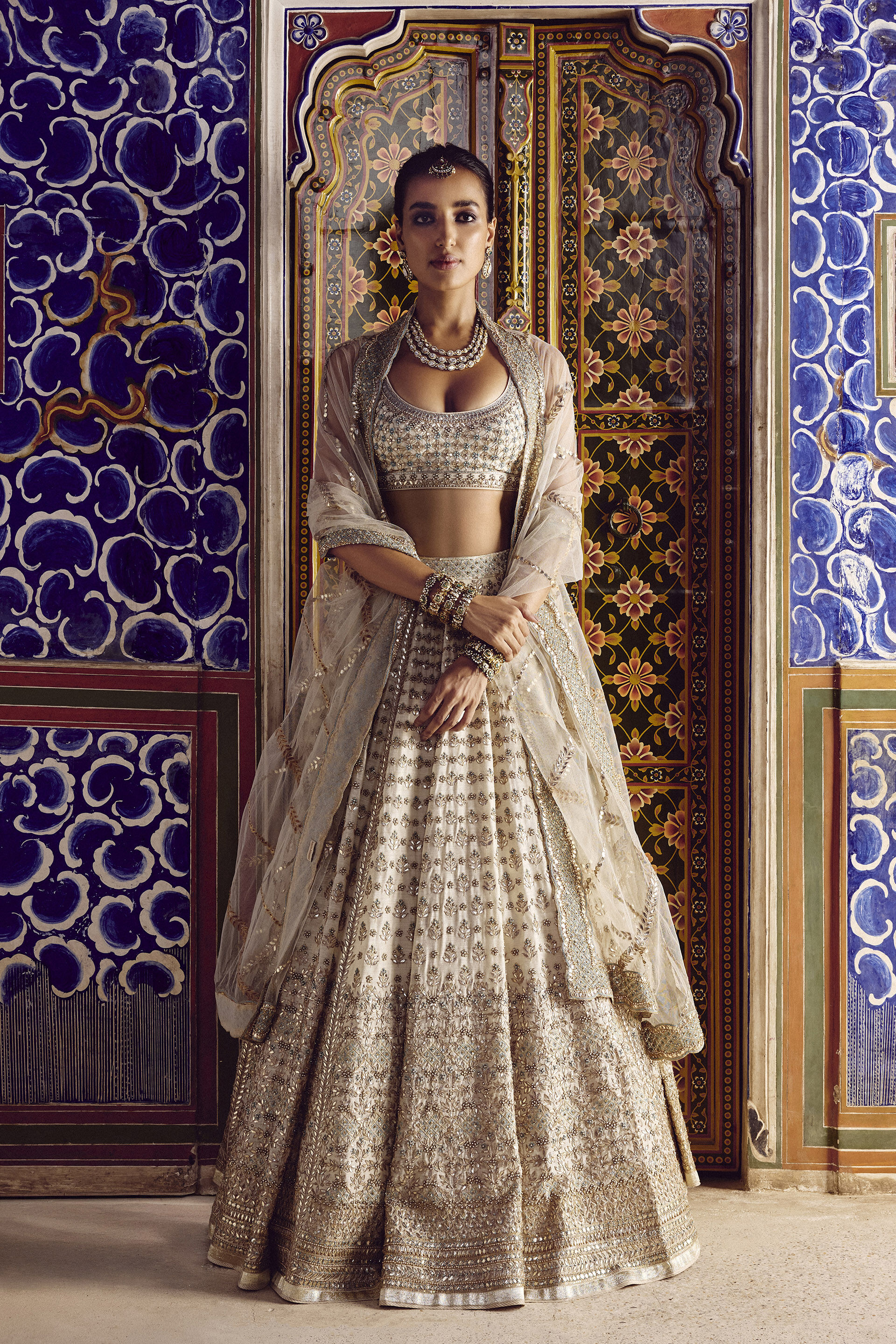 Laara Gota PattI Silk Lehenga Set - Ivory