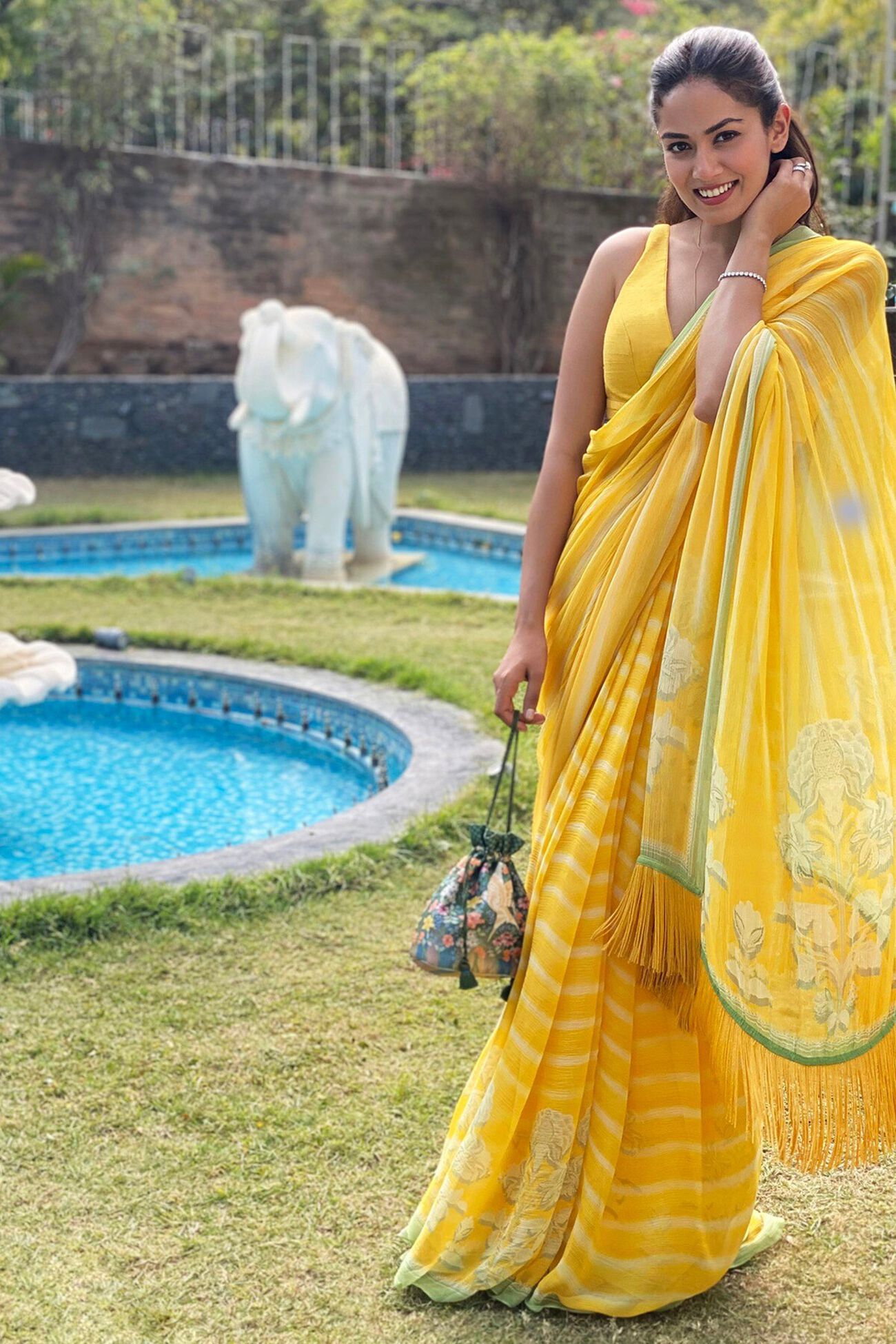 Meera Saree-Yellow, , image 2