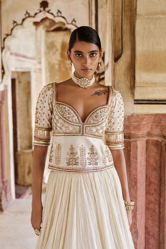 Amara Gota Patti Mul Lehenga Set - Natural, Natural, image 5