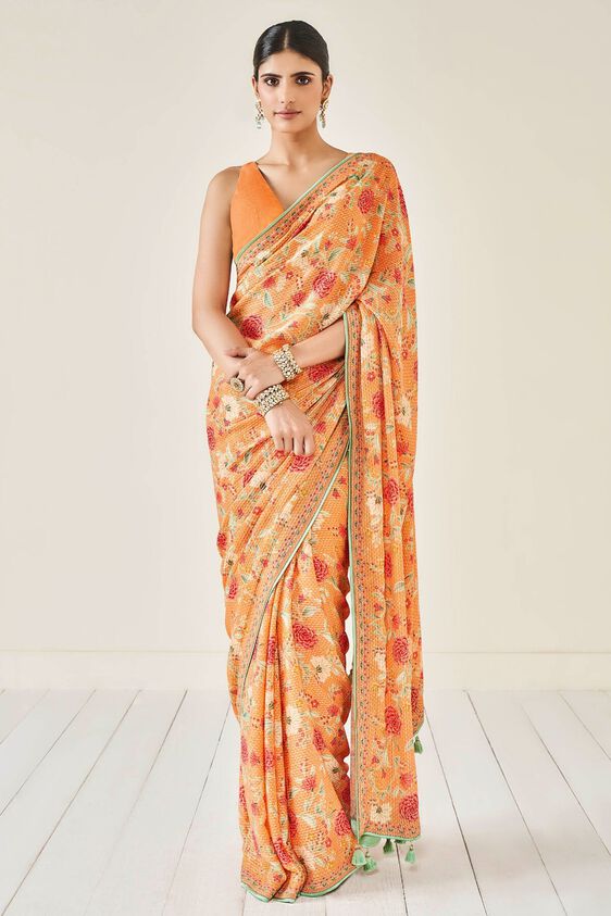 1 - Aashka Saree - Orange, image 1