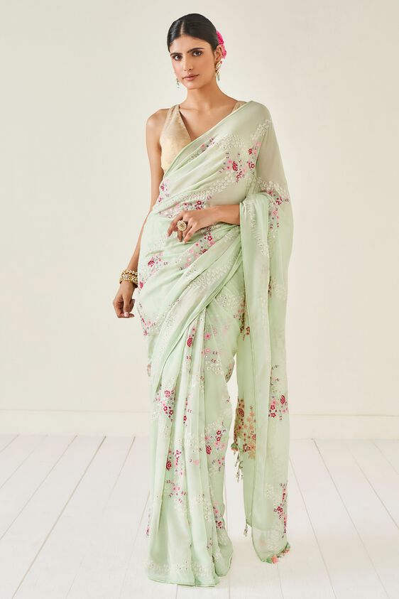 1 - Alyssa Saree Set – Pista, image 1