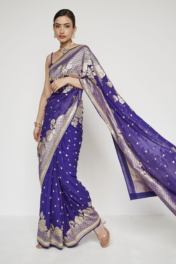 Kanak Benarasi Saree - Purple, , image 1
