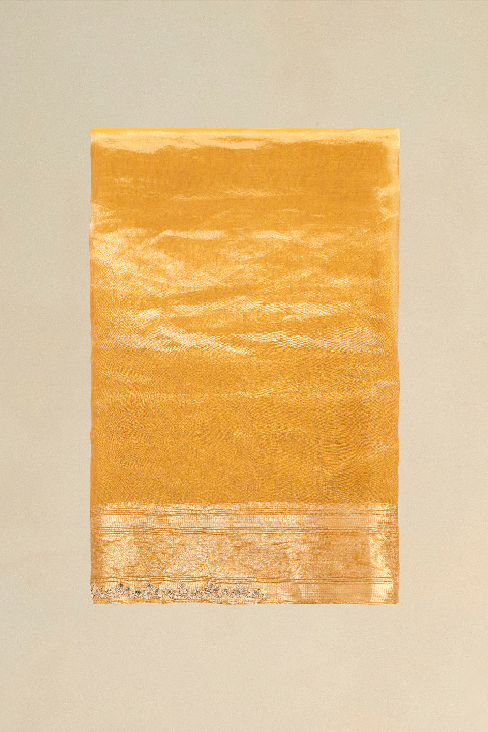 Surandhana Handwoven Benarasi Silk Saree - Yellow, Yellow, image 3