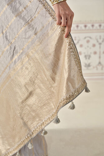 Ardvisura Handwoven Benarasi Saree Set - Grey, Grey, image 8