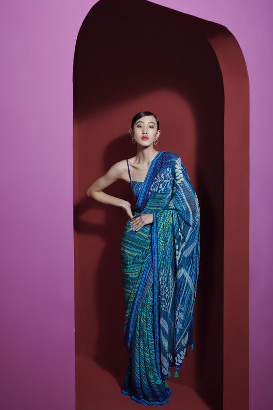 Chimera Saree - Blue, , image 3