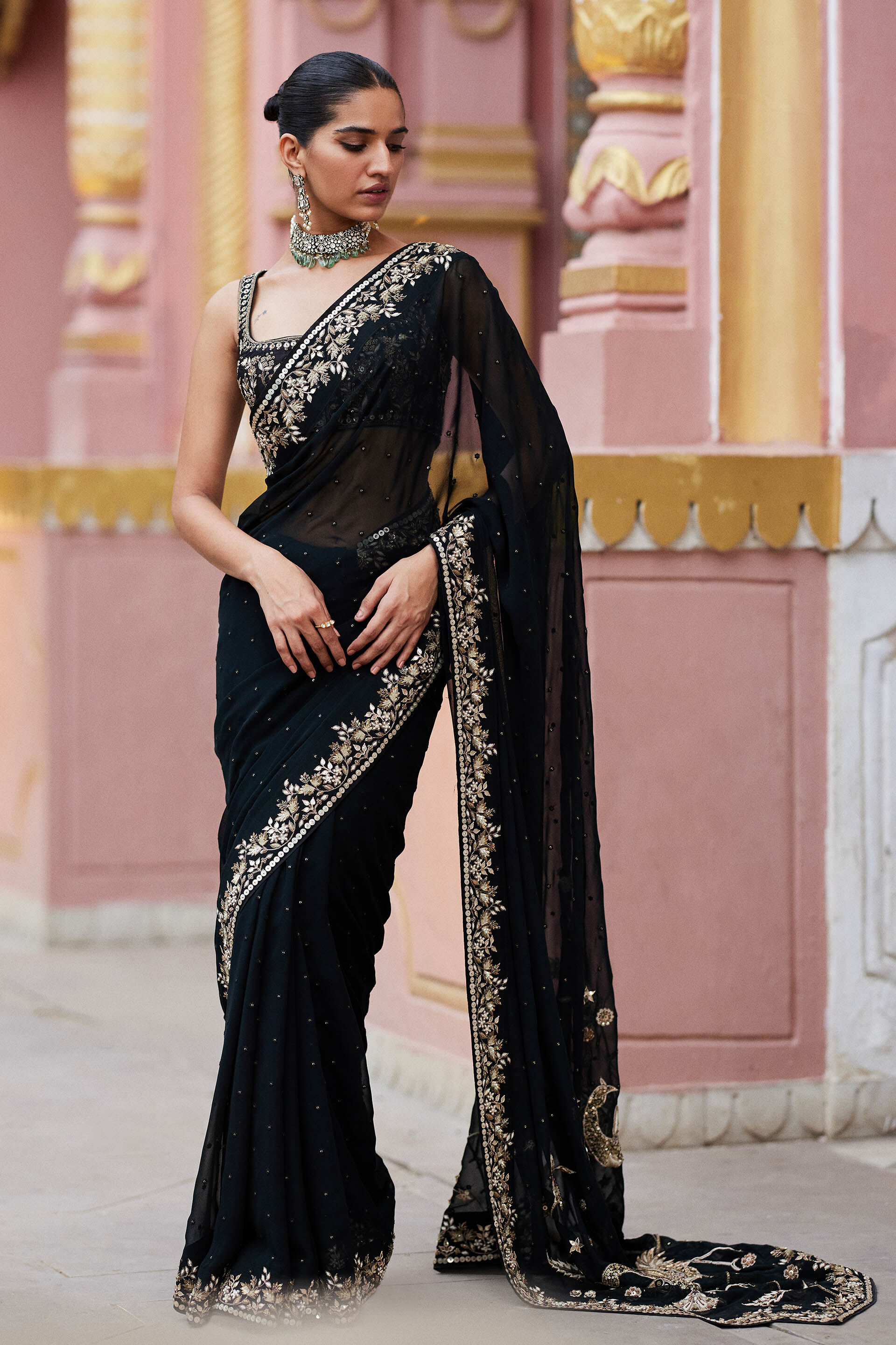 Indian nepal bridal Pure Satin Copper zari weaving Butta zari saree blouse  7664 - Walmart.com