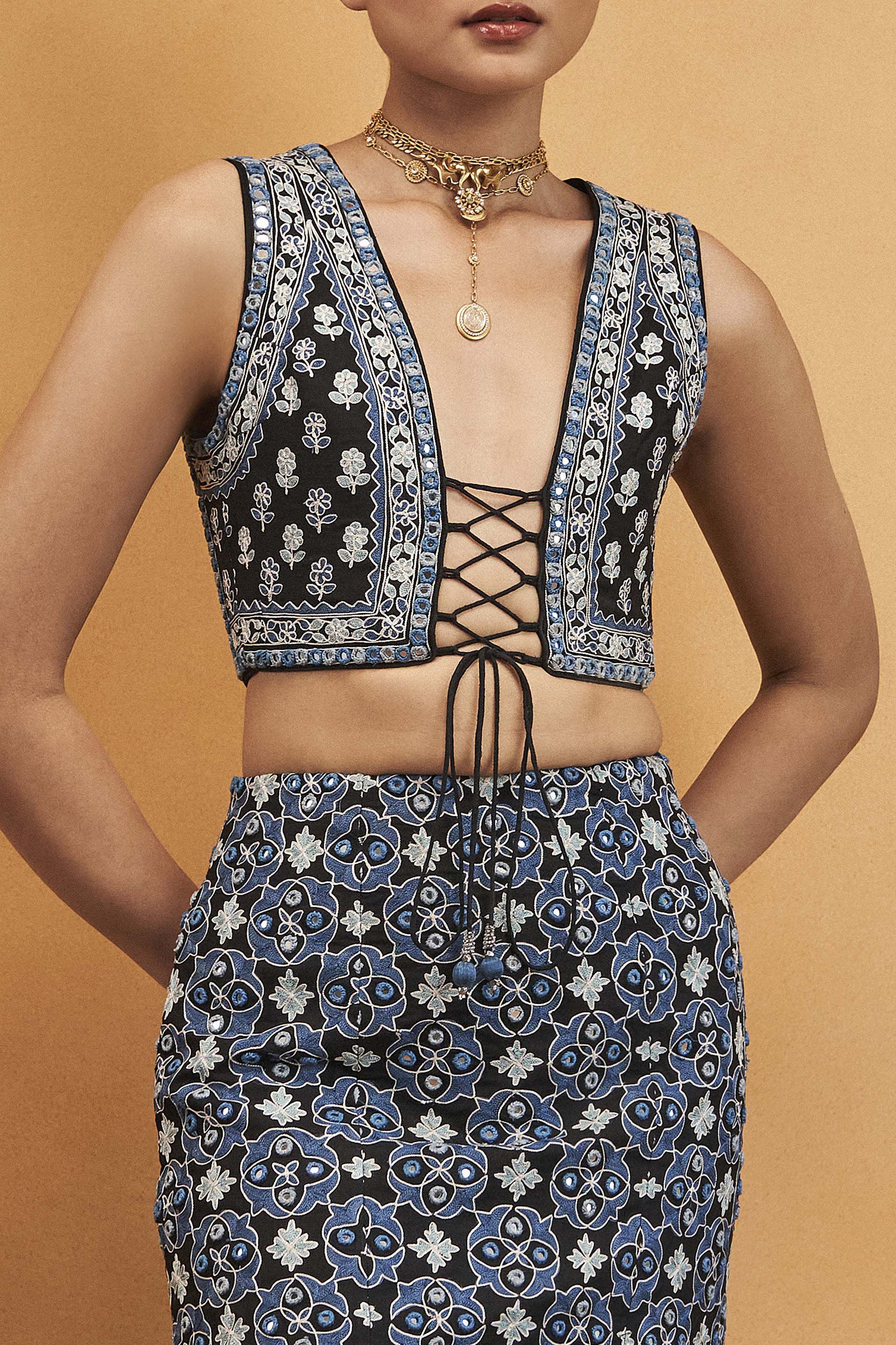 Buy Symphony Of Blooms Skirt Set - Black from Anita Dongre's Co-Ord-Se