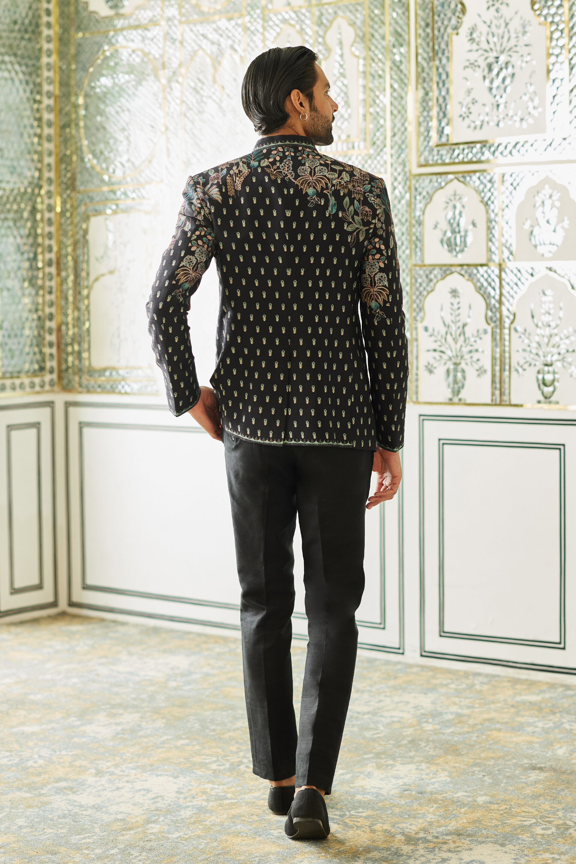 Amdur Silk Bandhgala - Black