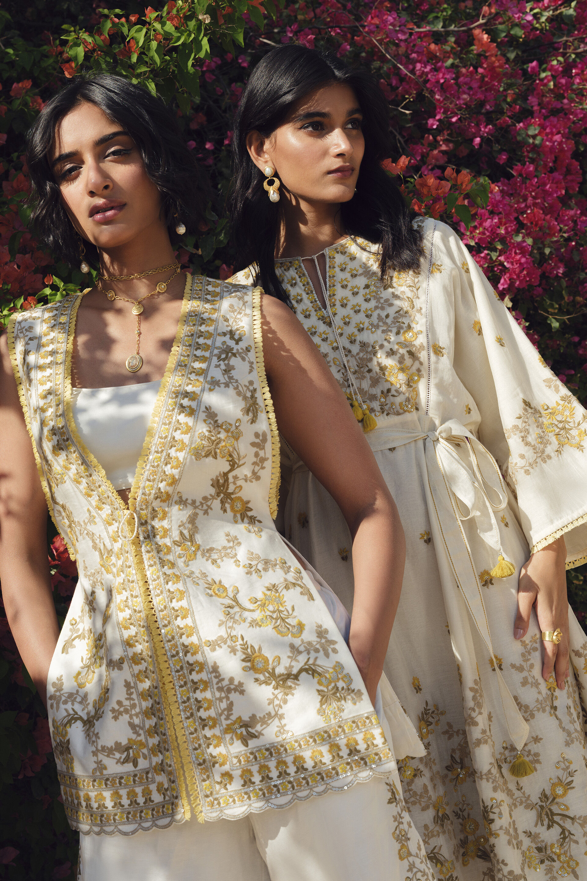 Amra Embroidered Palazzo Set - Natural, Natural, image 3