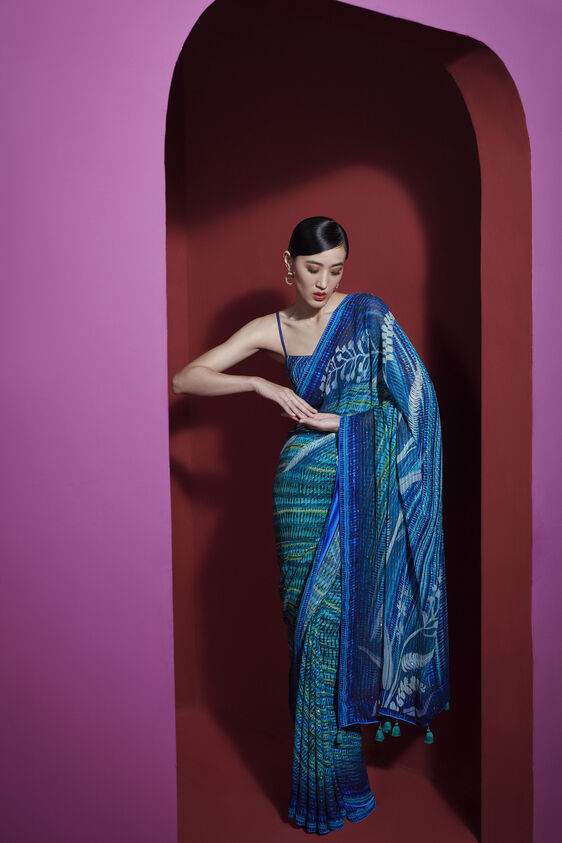 Chimera Saree - Blue, , image 4