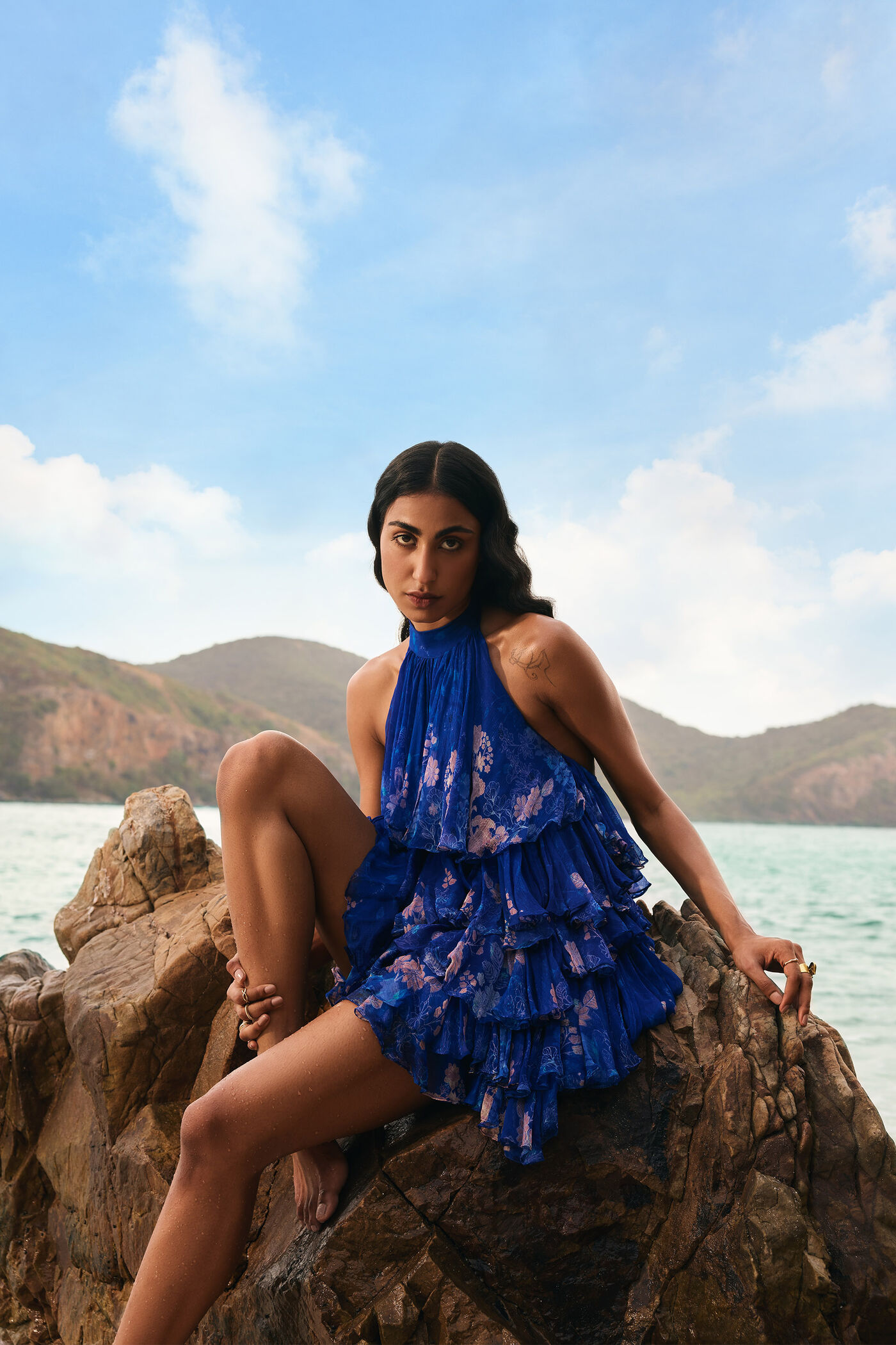 Onirique Chiffon Tiered Dress - Blue Onirique Chiffon Tiered Dress - Blue