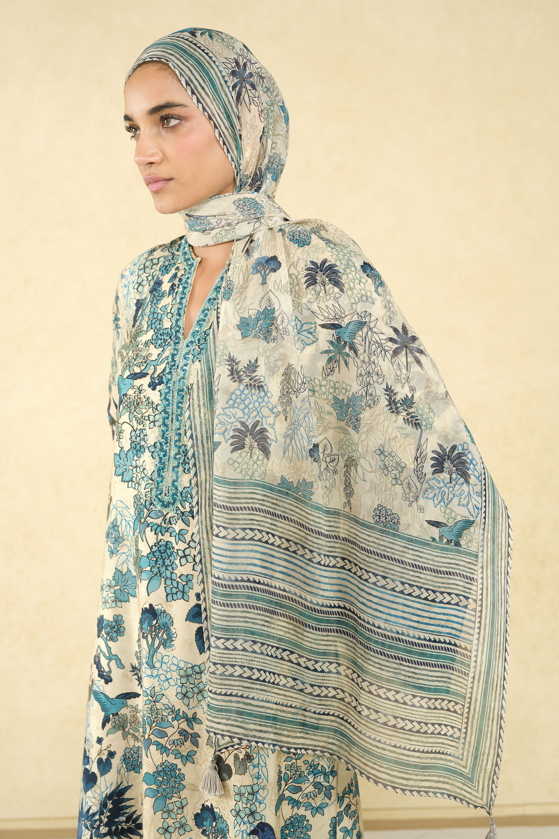 Avis Printed Stole - Grey, Grey, image 2