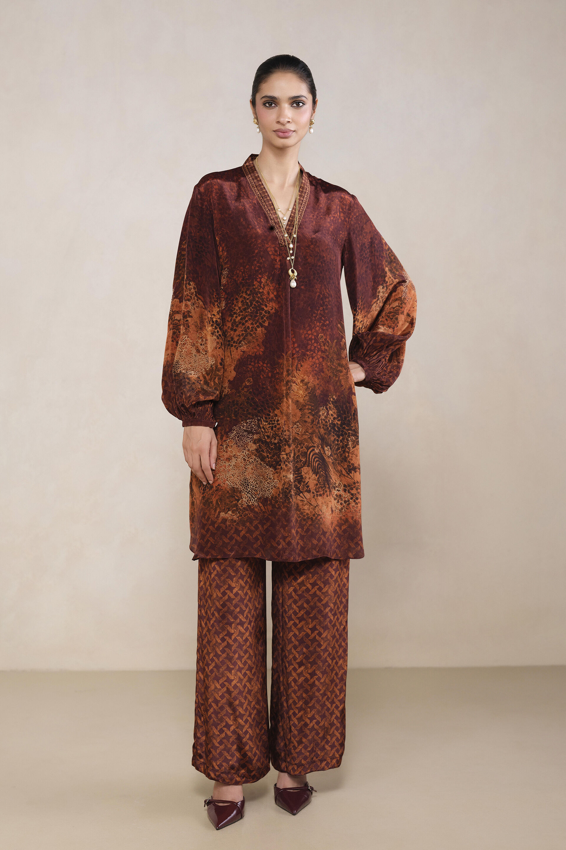 Rhea Printed Co-ord in Rust