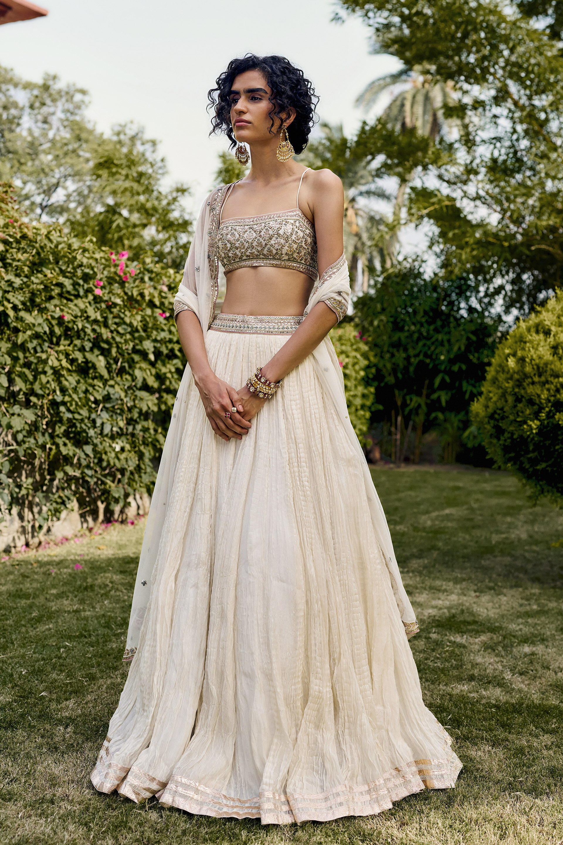 Heirloom Gota Patti Mul Lehenga Set - ​Ivory, Ivory, image 1
