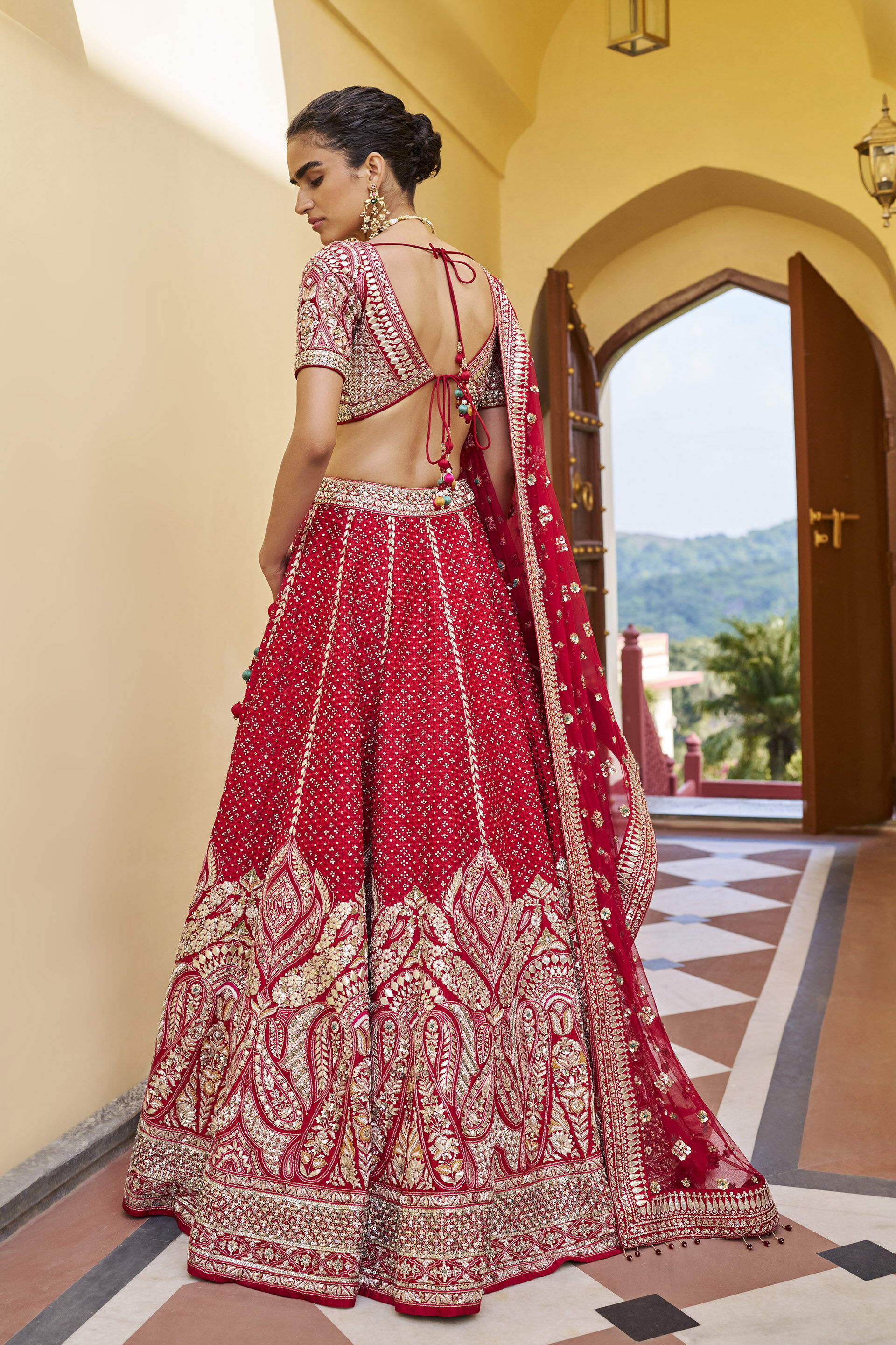 Radiance Gota Patti Silk Lehenga Set - ​Red