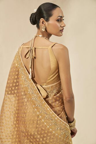 Sunehra Benarasi Silk Gota Patti Saree, Gold, image 5