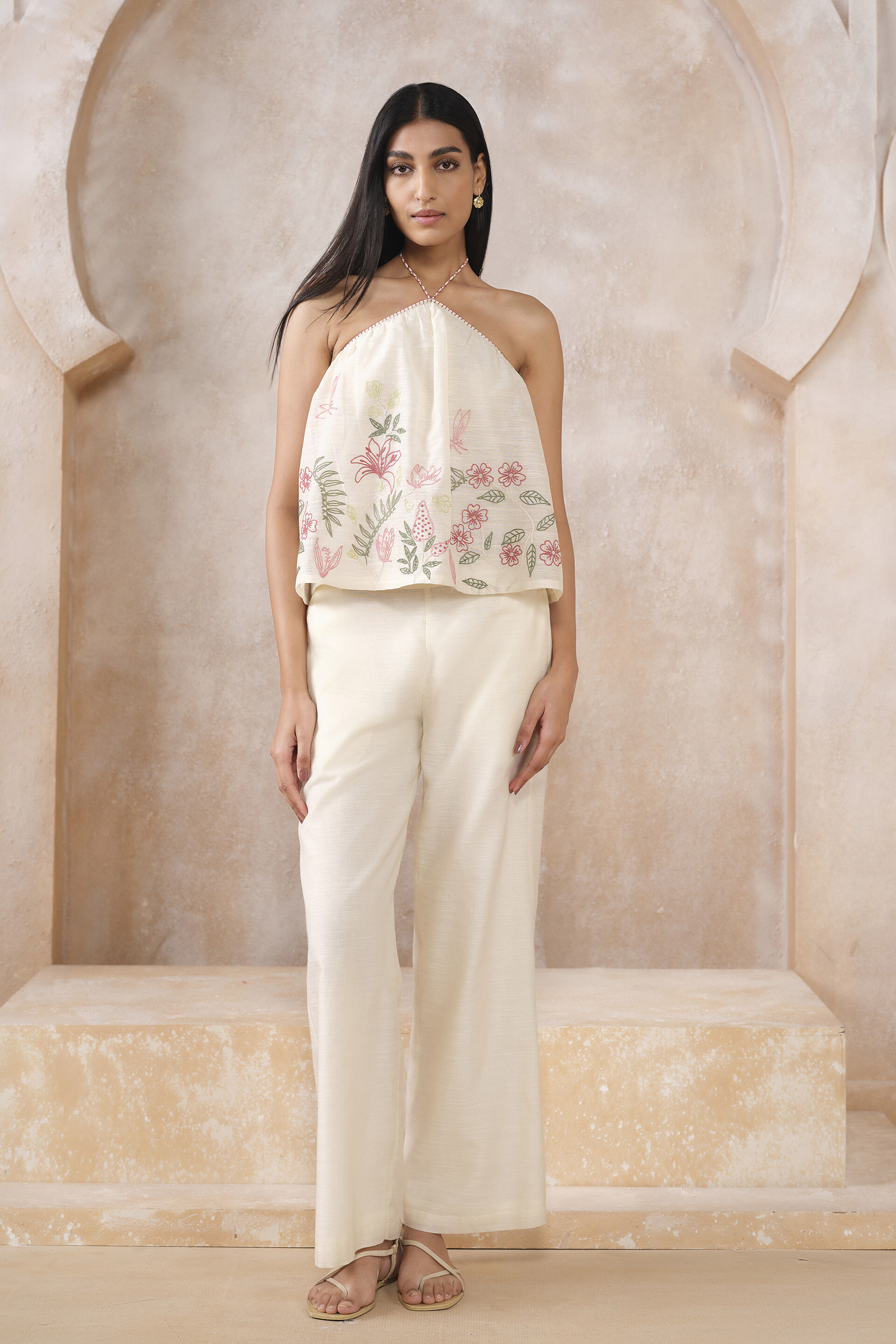 Alyne Hand-embroidered Kantha Mul Top - Ivory