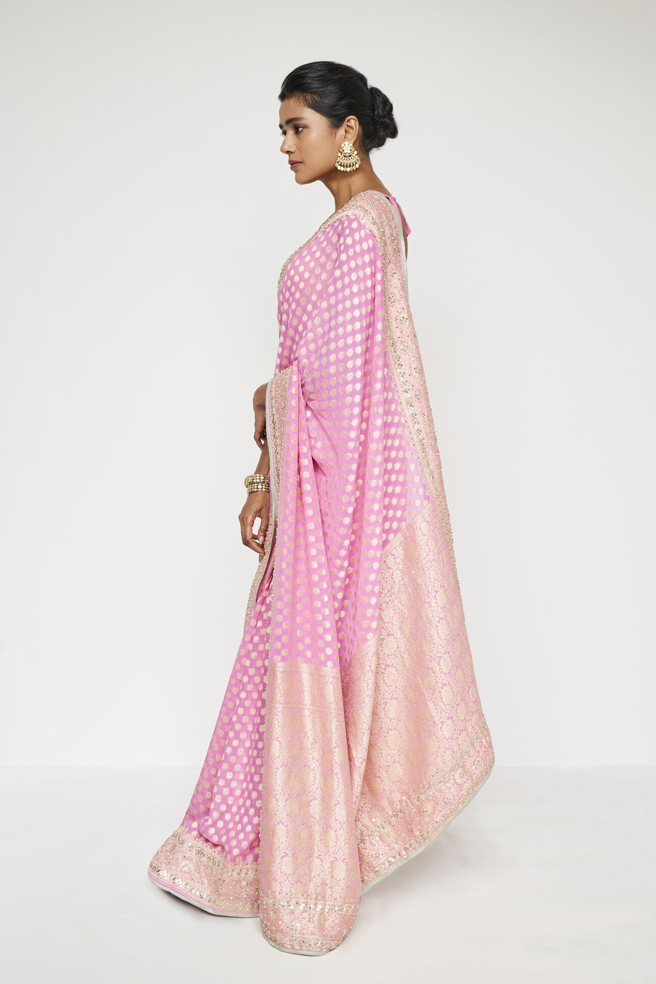 Ekisha Benarasi Saree - Pink, Pink, image 3