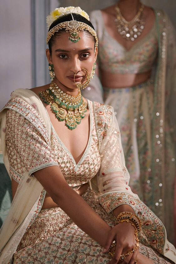 7 - Srinithi Lehenga Set – Ivory, image 7