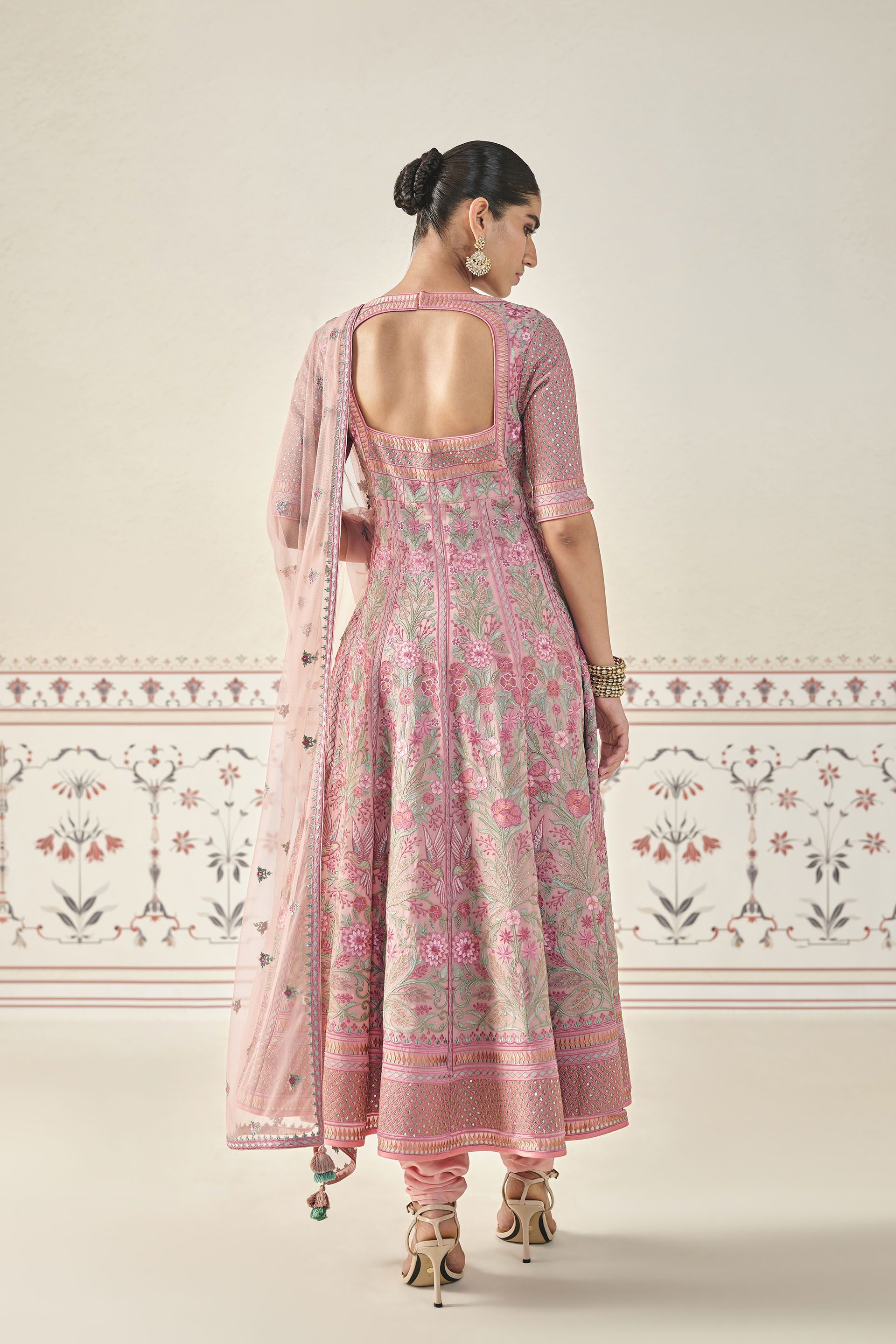 Iksula Embroidered Anarkali Set - Blush